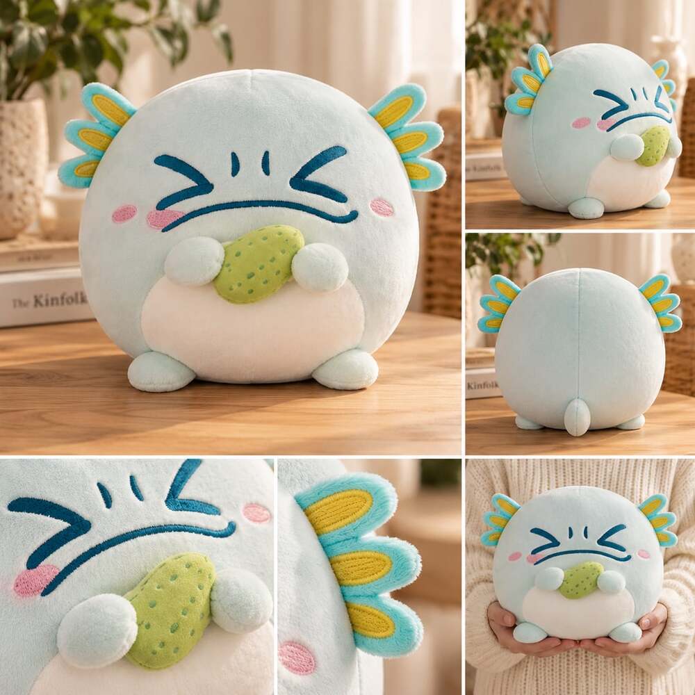 CozyWorld Axolotl Plush Pillow 8 Inch Cucumber Squishy Stuffed Animal